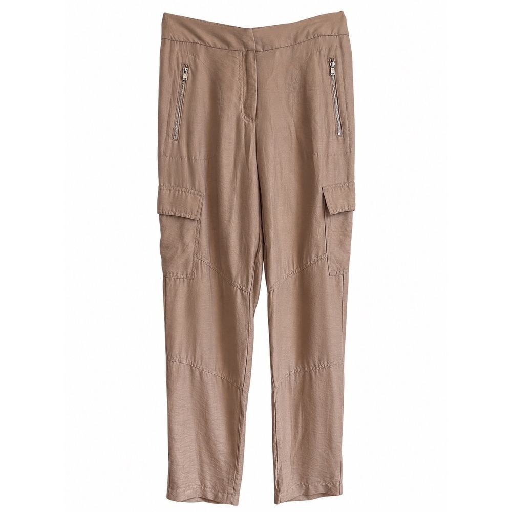 NWT DKNY Safari Khaki Cargo Pants Size 6 Soft Utility Zipper Pocket MSRP $79